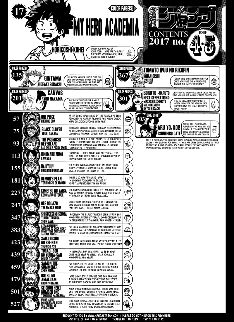 Shonen Jump Volume 4-5 ToC 2017 Comentarios