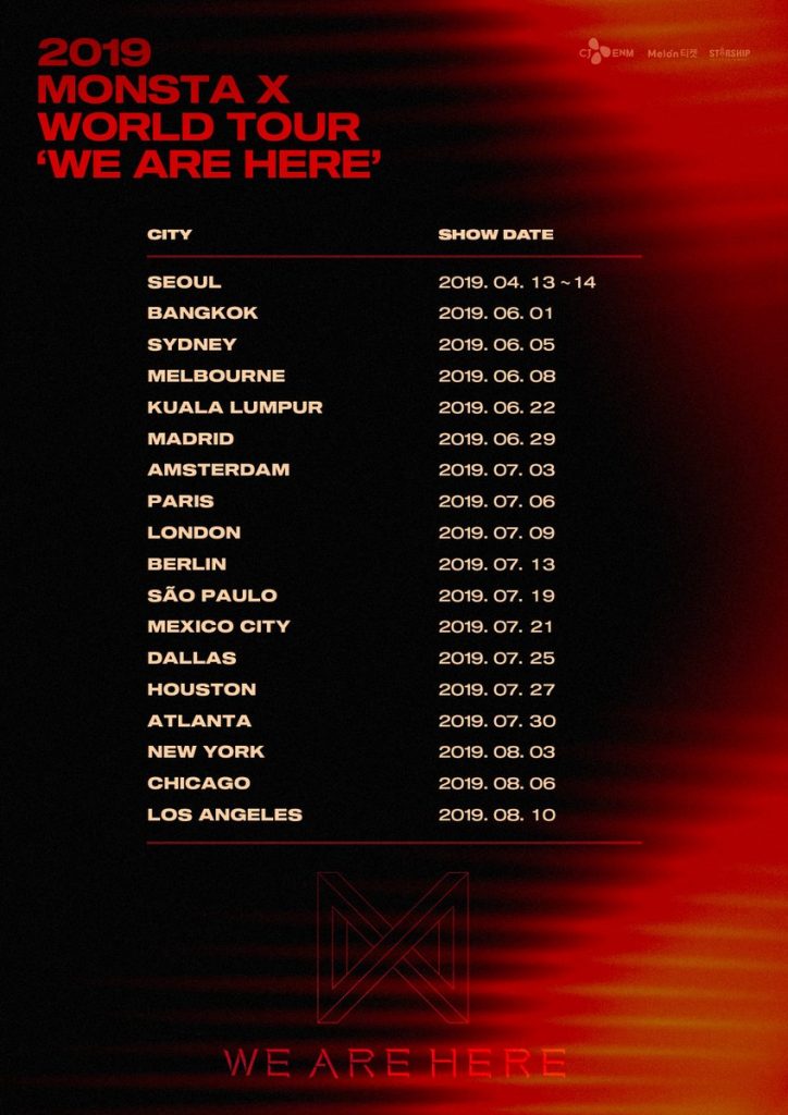 MONSTA X revelam Datas e Locais para a Tour Mundial We Are Here