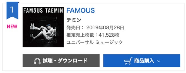 Taemin - Artista domina Tabela Diária de Álbuns da Oricon com "Famous"