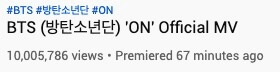 BTS - "ON" quebra Recorde ao atingir 10M de Views