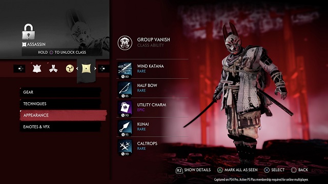 Ghost of Tsushima Legends Assassin Loadout preview