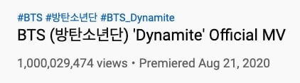 "Dynamite" dos BTS ultrapassa Mil Milhões de Visualizações