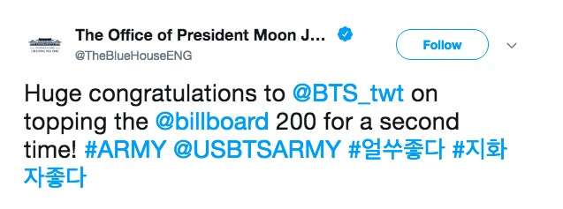 BTS agradecem aos Fãs por Nº1 Billboard