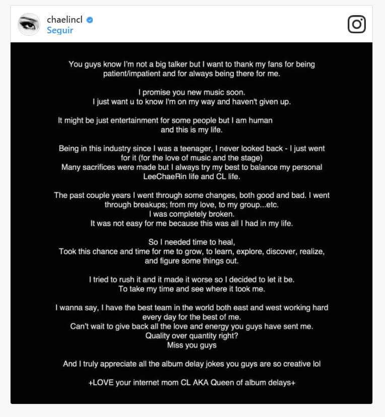 CL fala sobre o Atraso do seu álbum