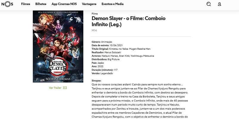 Demon Slayer – Kimetsu No Yaiba – O filme Comboio Infinito cinema nos salas