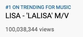 "LALISA" bate Recorde de Tempo para Atingir 100M Views