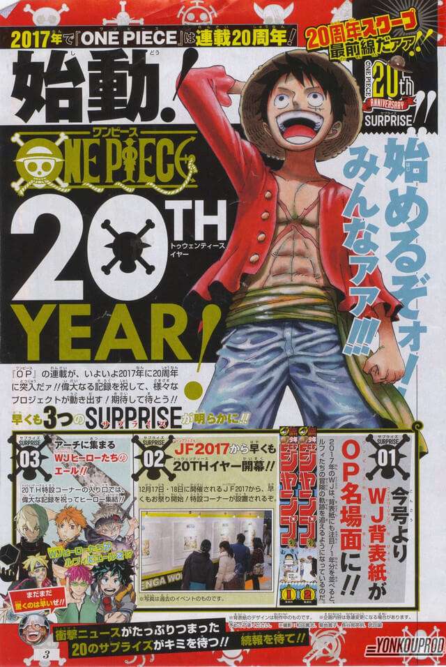 Manga One Piece com grandes planos para 20º Aniversário