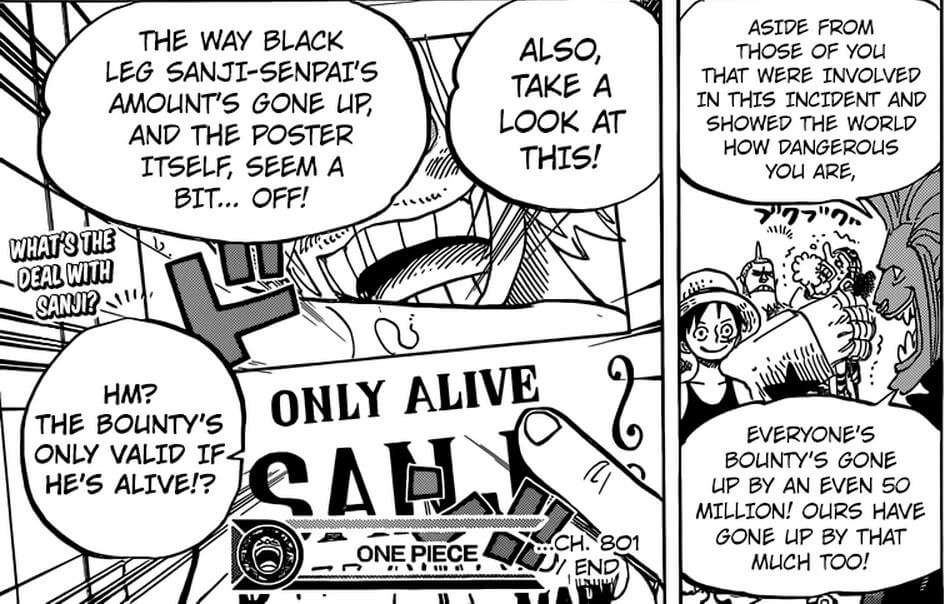 One Piece 801 Sanji Recompensa