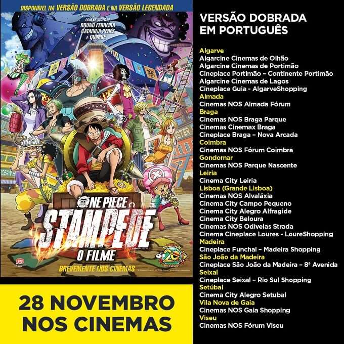 One Piece Stampede em Portugal - Salas de Exibição