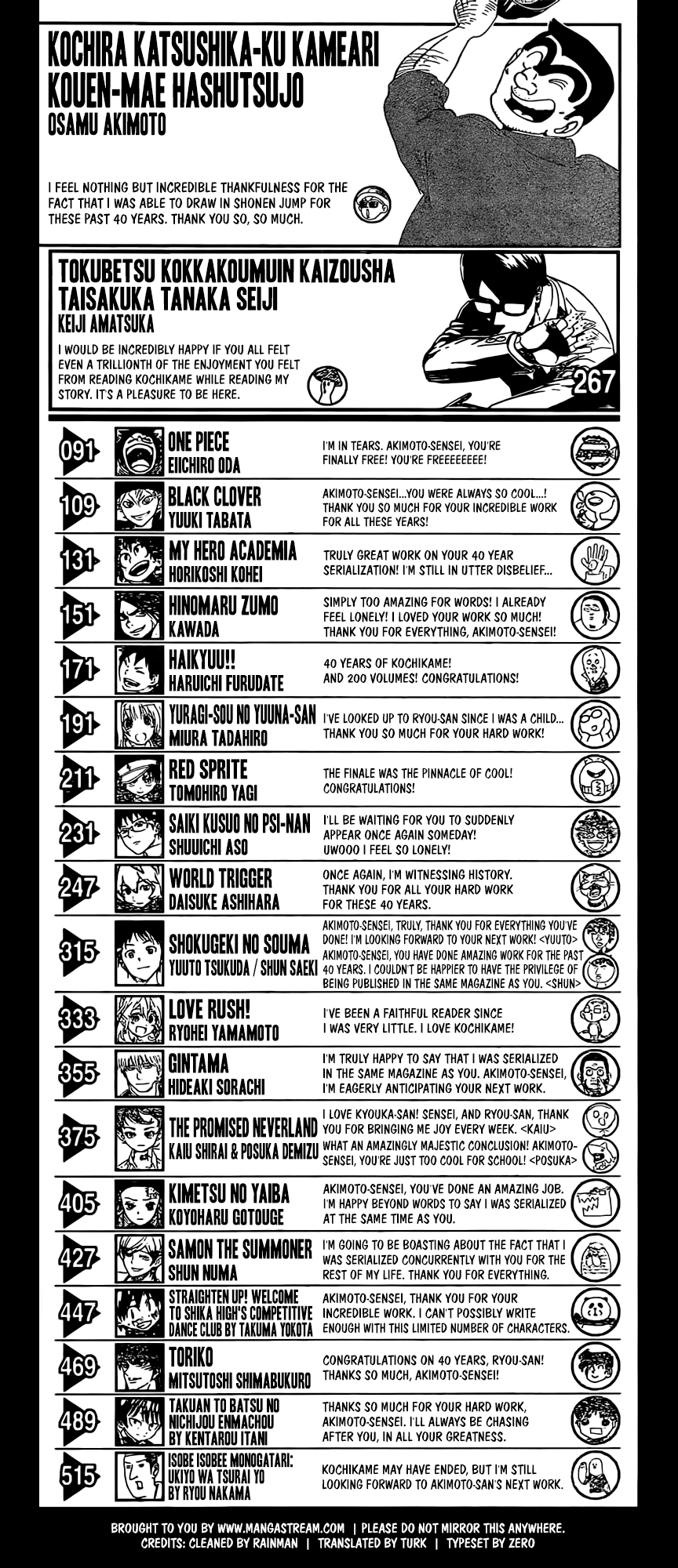 Shonen Jump Volume 42 ToC