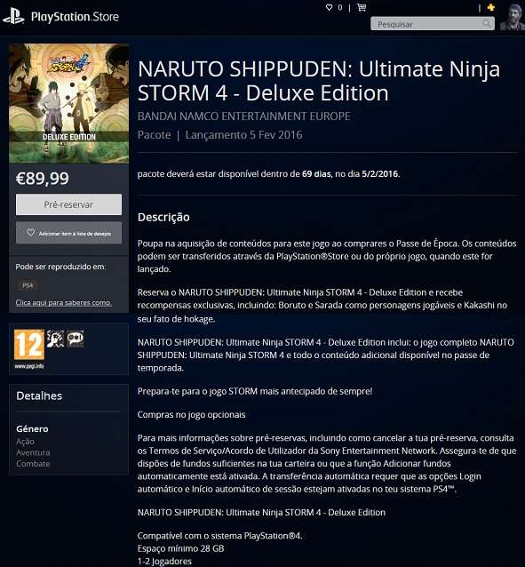 Naruto Storm 4 revelou detalhes do Download